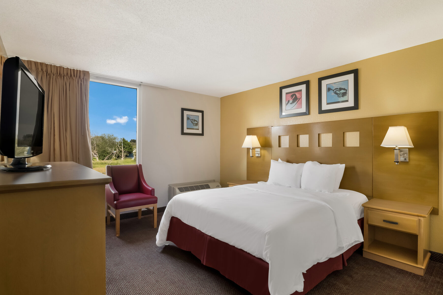 Room with one queen bed